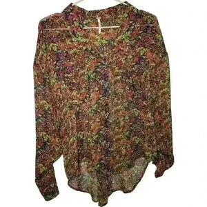 FREE PEOPLE Floral Sheer Blouse